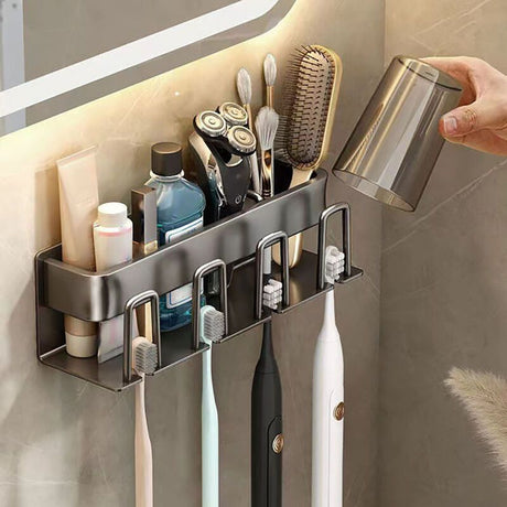 Close up of the grey aluminium bracket and its adhesive wall fixing