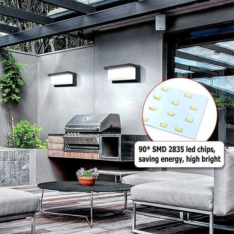 Anthracite LED outdoor wall light with cool white glow