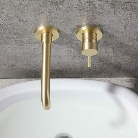 Wall Mounted Swivel Spout Basin Mixer Tap, Brushed Brass