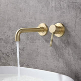 Wall Mounted Swivel Spout Basin Mixer Tap, Brushed Brass