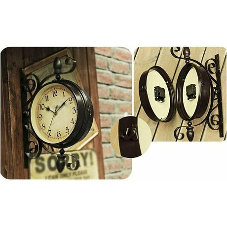 Double Sided Vintage Outdoor Garden Wall Clock