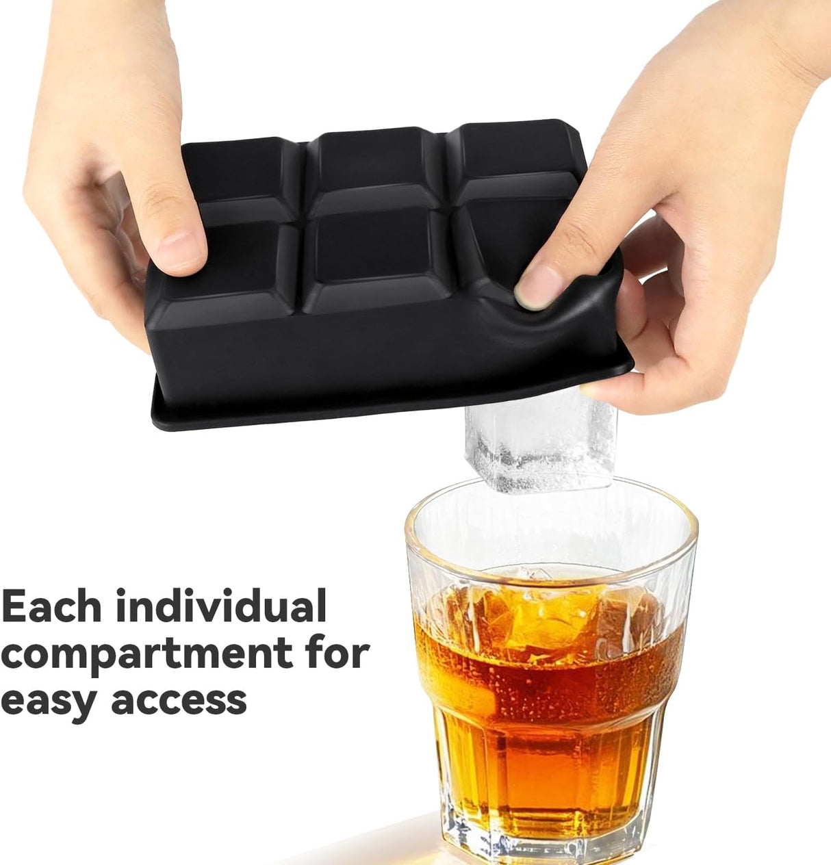 Aracena Silicone Ice Cube Tray, 2 Inch, 6 Cavity, Lidded
