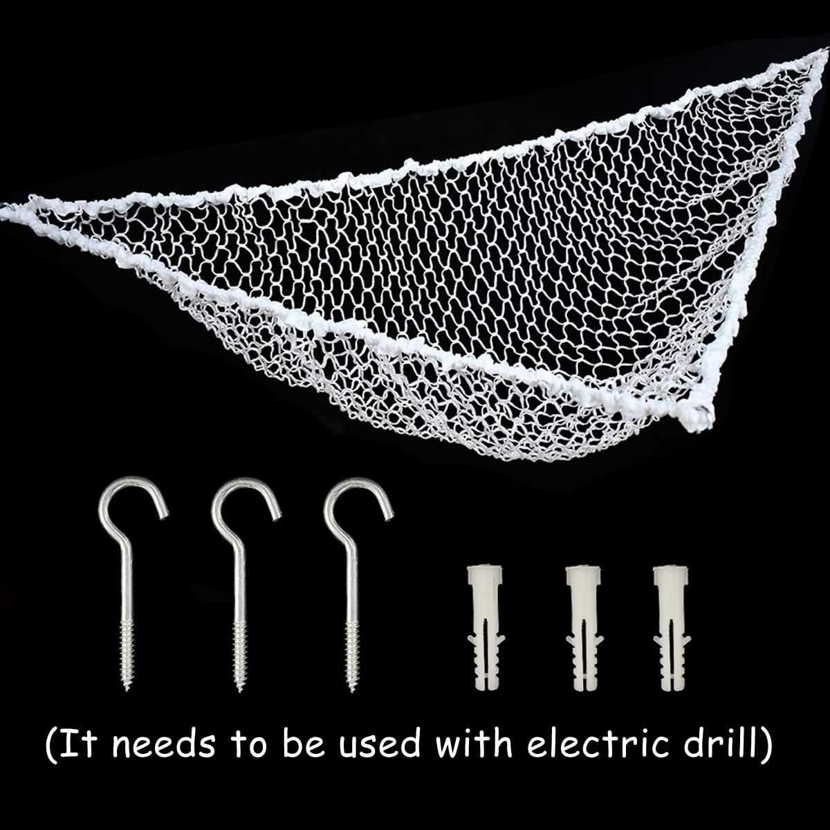 Large white wall hanging toy storage net