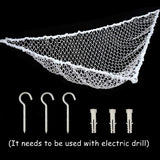 Large white wall hanging toy storage net
