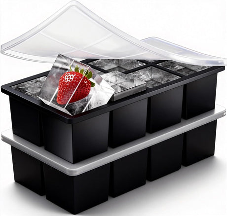 Large silicone ice cube trays 2 pack with lid - view 1