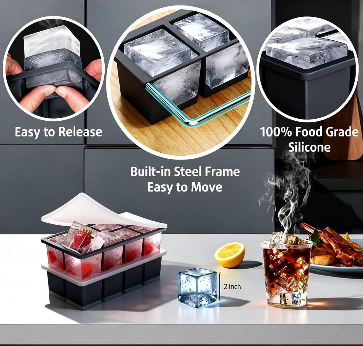 Vezelay Large Silicone Ice Cube Tray Set with Lids