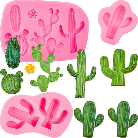 Three piece cactus silicone fondant mould set