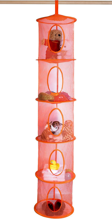 Hanging 5 Shelf Storage Organiser, Orange
