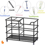 Side view of the slim black stainless steel toothbrush holder showing its 6 cm depth