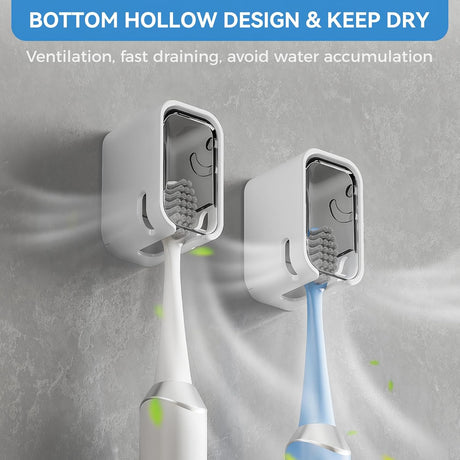 Ventilation holes in the base of the wall mounted toothbrush holder