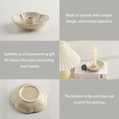 Camel glazed ceramic taper candle holder