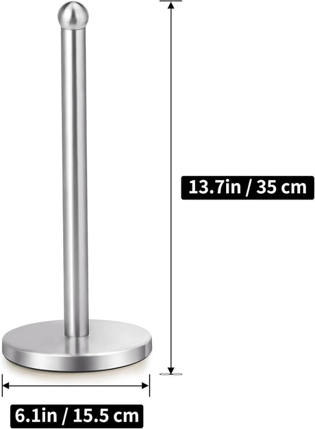 Countertop paper towel holder loaded with a standard kitchen roll