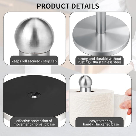 Non slip pad on the underside of the freestanding paper towel holder base