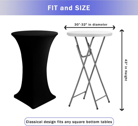 Fitted Spandex Cocktail Table Covers 2 Pack Black