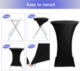 Fitted Spandex Cocktail Table Covers 2 Pack Black