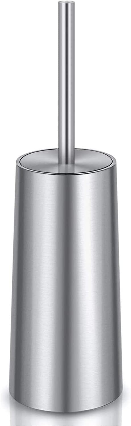 Freestanding toilet brush and holder set in matte 304 stainless steel