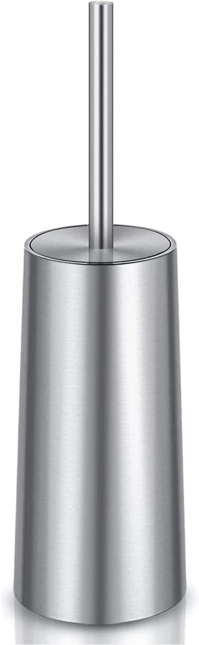 Freestanding toilet brush and holder set in matte 304 stainless steel