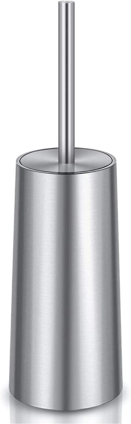 Freestanding toilet brush and holder set in matte 304 stainless steel