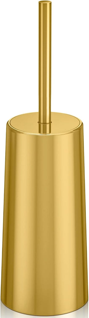 Gold freestanding toilet brush and holder set in stainless steel