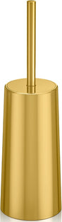 Gold freestanding toilet brush and holder set in stainless steel