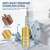 Gold toilet brush lifted out of its matching enclosed canister holder
