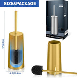 Gold toilet brush shown with an extended handle length of 42.7 cm