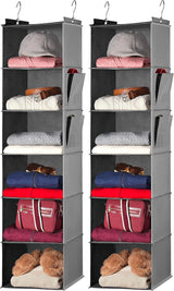 Grey six shelf hanging closet organiser