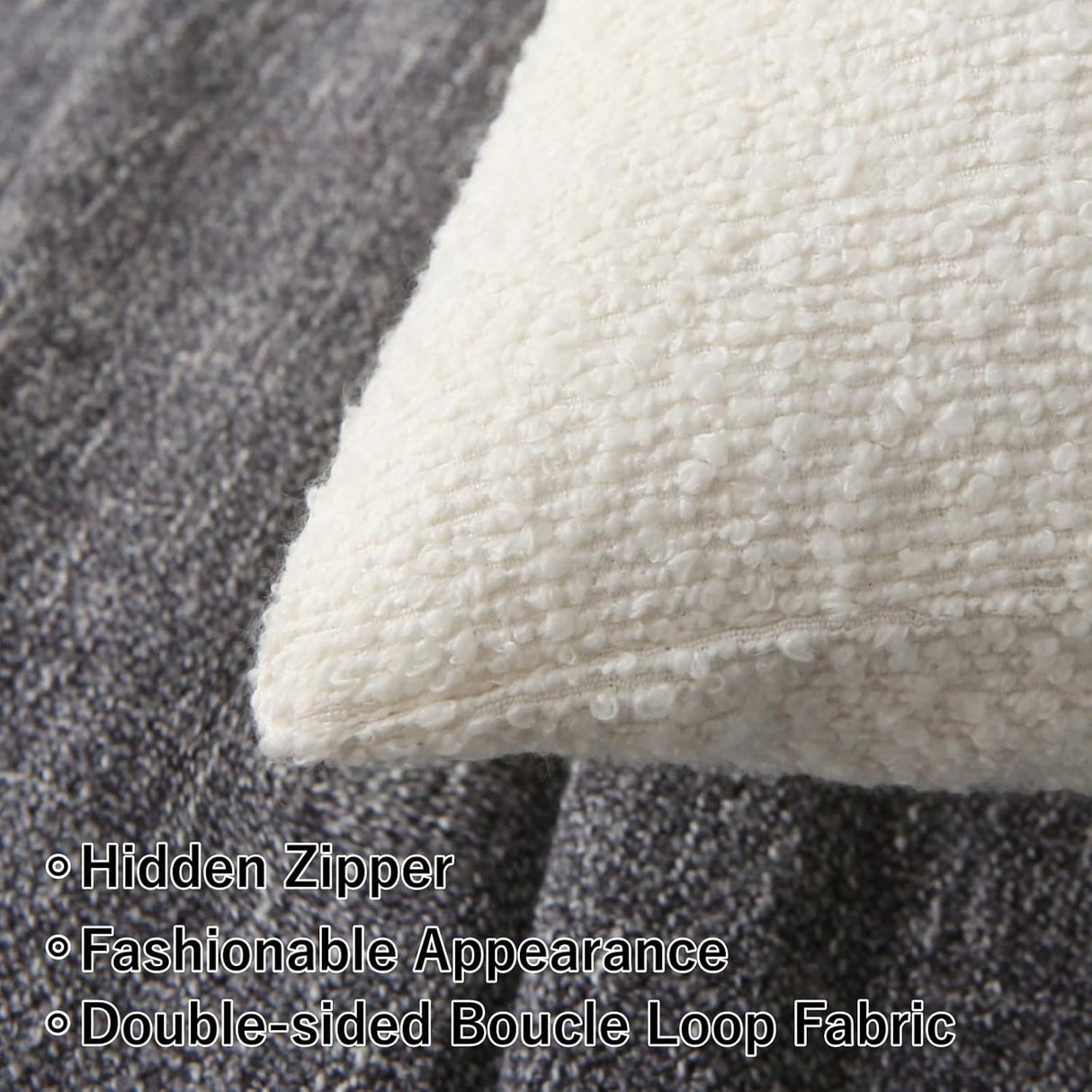 Hamilton Boucle Throw Cushions, White, 18" 2pcs