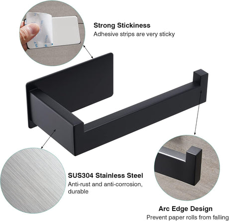 Adhesive backing plate on the rear of the black roll holder