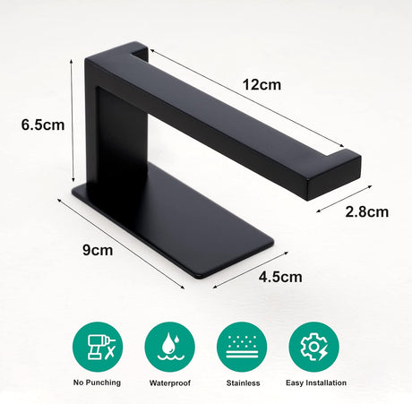 Small towel hung on the black L shaped wall holder