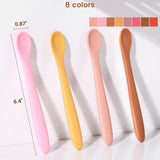 Set of eight soft tip silicone baby feeding spoons