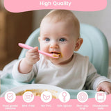 Set of eight soft tip silicone baby feeding spoons