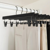 Wooden pants and skirt hangers 10 pack with clips black