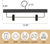 Wooden pants and skirt hangers 10 pack with clips black