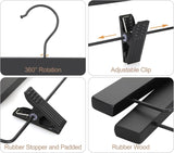 Wooden pants and skirt hangers 10 pack with clips black