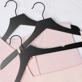 Wooden coat hangers 20 pack rubber wood with black swivel hook