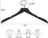 Wooden coat hangers 20 pack rubber wood with black swivel hook