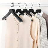 Wooden coat hangers 20 pack rubber wood with black swivel hook