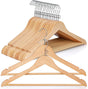 Wooden coat hangers 30 pack with swivel hook and pants bar