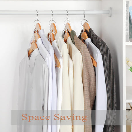 Wooden coat hangers 30 pack with swivel hook and pants bar