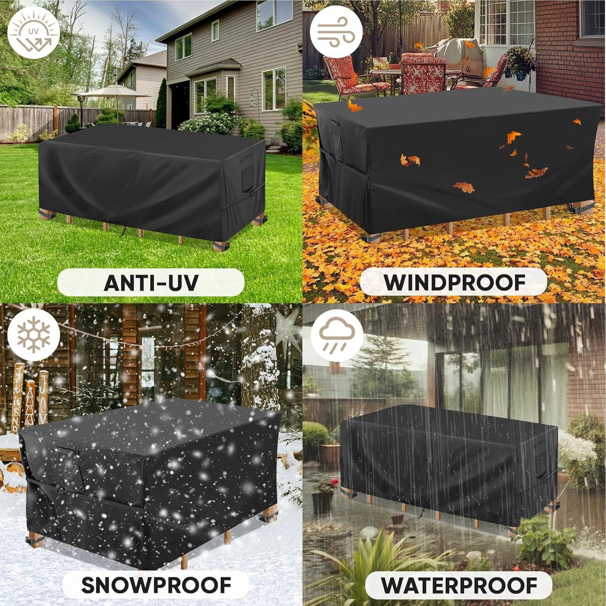 Rectangular Table Cover Oxford 420D, Black 274 x 208 x 71cm