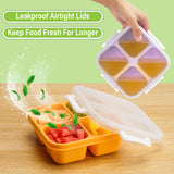 Set of four snack containers with four compartments and snap lock lids