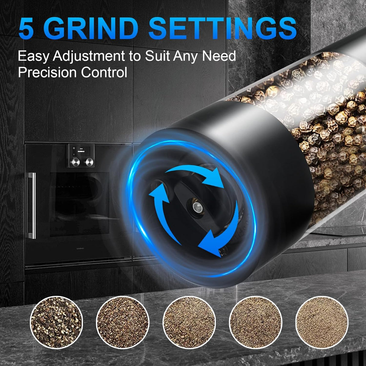 Scopello Salt or Pepper Grinder, Electric, LED Light, Black