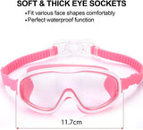 Kids Swimming Goggles with Nose Clips and Ear Plugs, 2 Pack, Purple and Pink