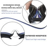 Anti Fog Swimming Goggles, 2 Pack, Black and Blue