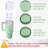 Malcesine Ice Cube Tray, Cylinder, Silicone, 3pcs, Green, 40 oz