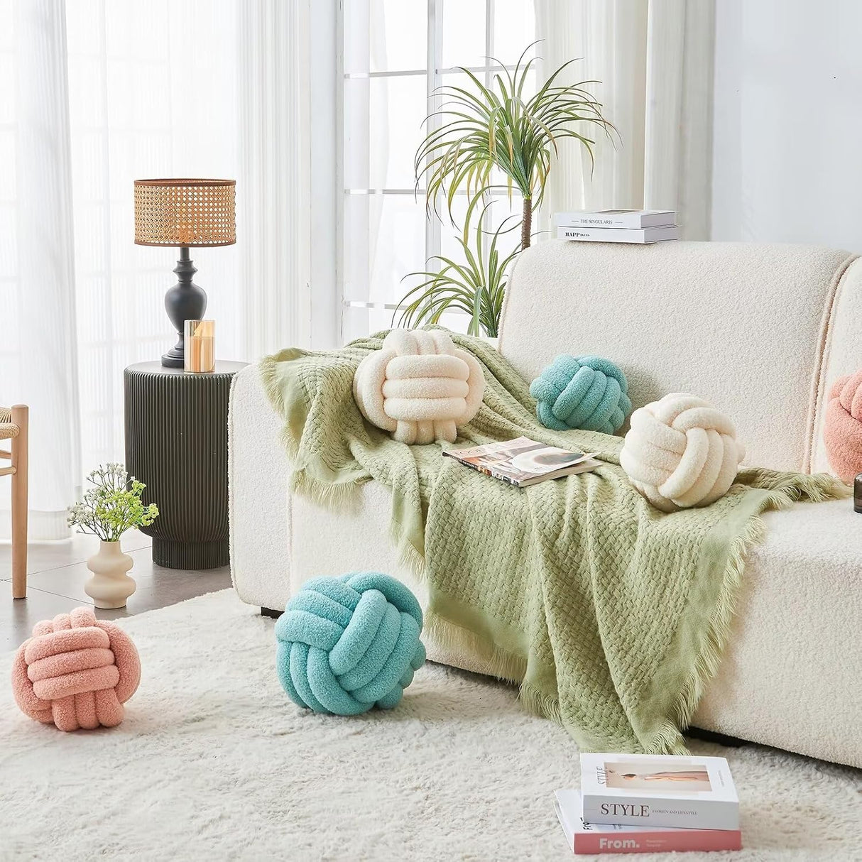 Blackheath Knot Cushion, Lambswool, Ivory White, 11 Inch