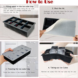 Dispute Ice Cube Tray, Large 2 Inch Square, Silicone with Lid