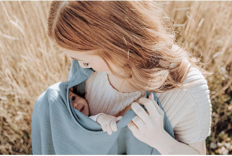 Cotton muslin breastfeeding nursing cover with rigid hoop neckline