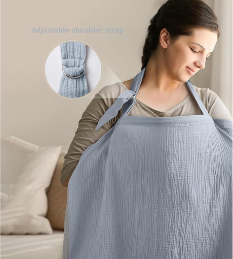 Cotton muslin breastfeeding nursing cover with rigid hoop neckline